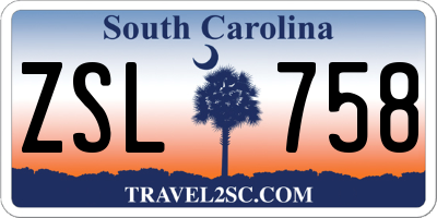 SC license plate ZSL758