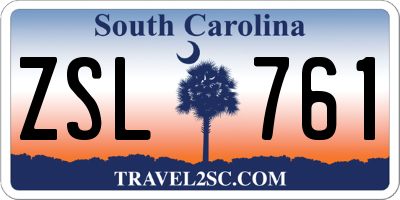 SC license plate ZSL761
