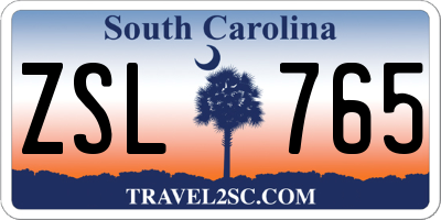 SC license plate ZSL765