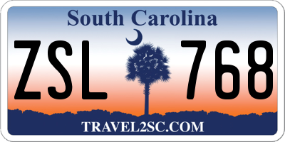SC license plate ZSL768