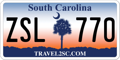 SC license plate ZSL770