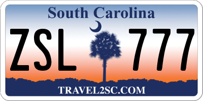SC license plate ZSL777