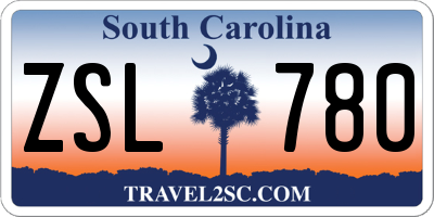 SC license plate ZSL780