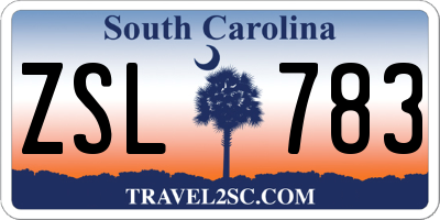 SC license plate ZSL783