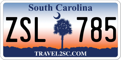 SC license plate ZSL785