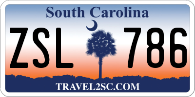 SC license plate ZSL786