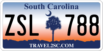 SC license plate ZSL788