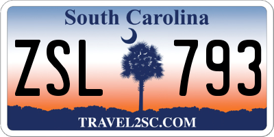SC license plate ZSL793