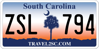 SC license plate ZSL794