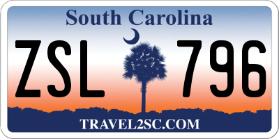SC license plate ZSL796