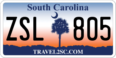 SC license plate ZSL805