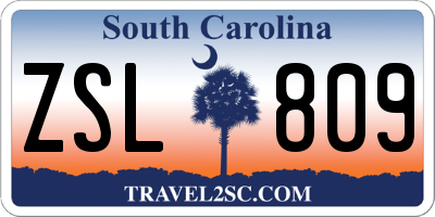 SC license plate ZSL809