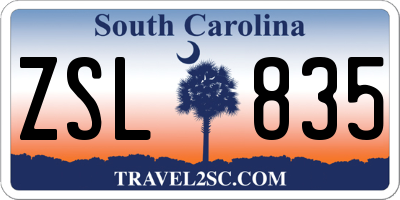 SC license plate ZSL835