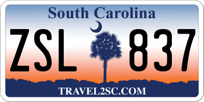 SC license plate ZSL837