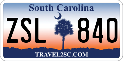 SC license plate ZSL840