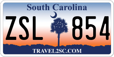 SC license plate ZSL854