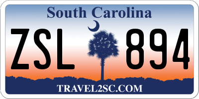 SC license plate ZSL894