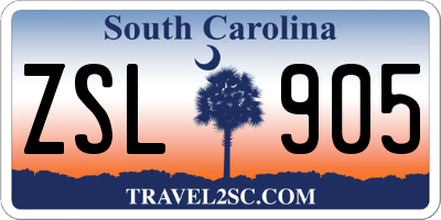 SC license plate ZSL905