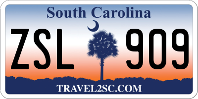 SC license plate ZSL909