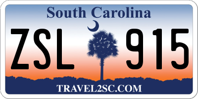 SC license plate ZSL915