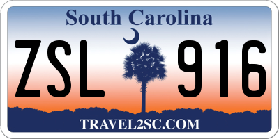 SC license plate ZSL916