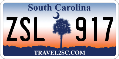 SC license plate ZSL917