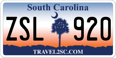 SC license plate ZSL920