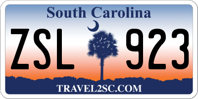 SC license plate ZSL923