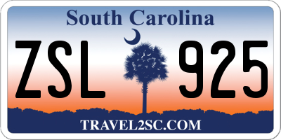 SC license plate ZSL925