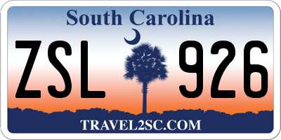 SC license plate ZSL926