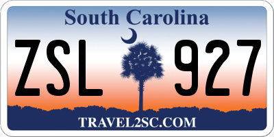 SC license plate ZSL927