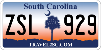 SC license plate ZSL929