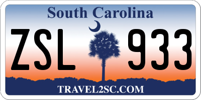 SC license plate ZSL933