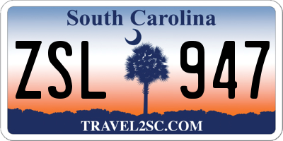 SC license plate ZSL947
