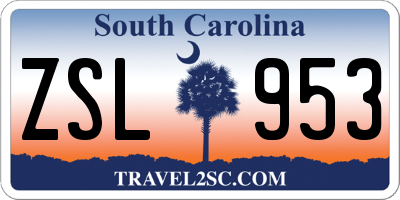 SC license plate ZSL953