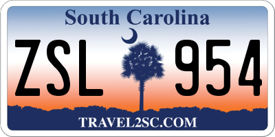 SC license plate ZSL954