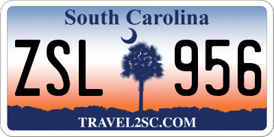 SC license plate ZSL956
