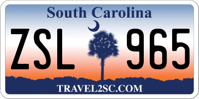 SC license plate ZSL965