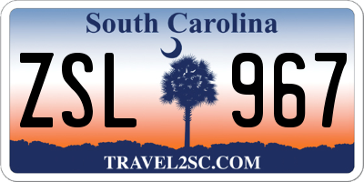 SC license plate ZSL967