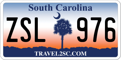 SC license plate ZSL976
