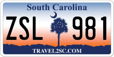 SC license plate ZSL981