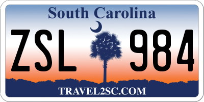 SC license plate ZSL984