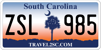 SC license plate ZSL985