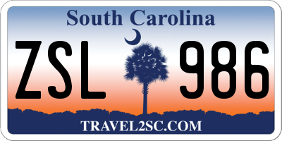 SC license plate ZSL986