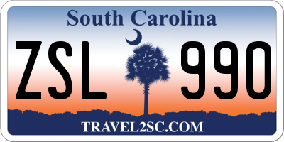 SC license plate ZSL990