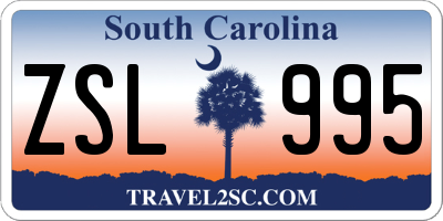 SC license plate ZSL995