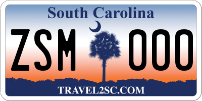 SC license plate ZSM000
