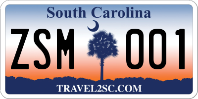 SC license plate ZSM001