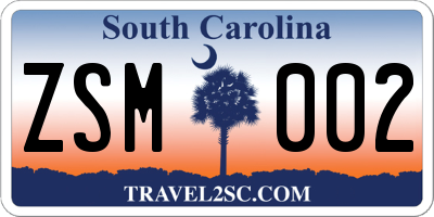 SC license plate ZSM002
