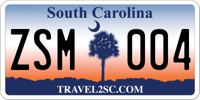 SC license plate ZSM004